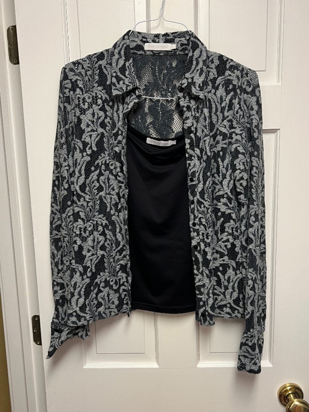 Anne Fontaine cut out "Elsa" blouse w/ matching tank size 44/42 (US 10) black